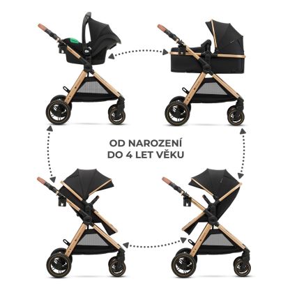 KINDERKRAFT - Kombinirani voziček 3v1 ESME Pure črna + avtosedež MINK PRO