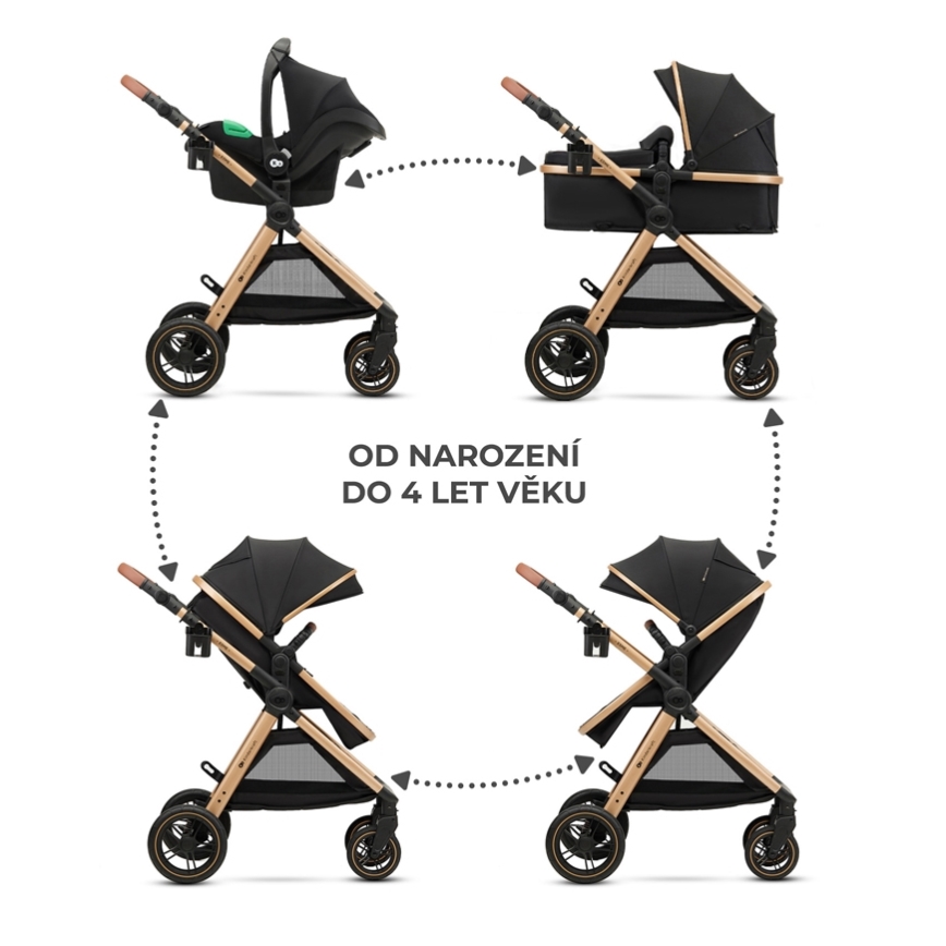 KINDERKRAFT - Kombinirani voziček 3v1 ESME Pure črna + avtosedež MINK PRO