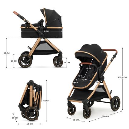 KINDERKRAFT - Kombinirani voziček 3v1 ESME Pure črna + avtosedež MINK PRO