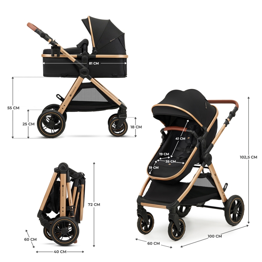 KINDERKRAFT - Kombinirani voziček 3v1 ESME Pure črna + avtosedež MINK PRO
