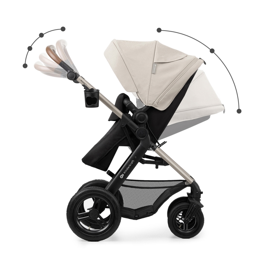 KINDERKRAFT - Kombinirani voziček 3v1 MOOV 2 AIR Moonlight siva + avtosedež MINK PRO