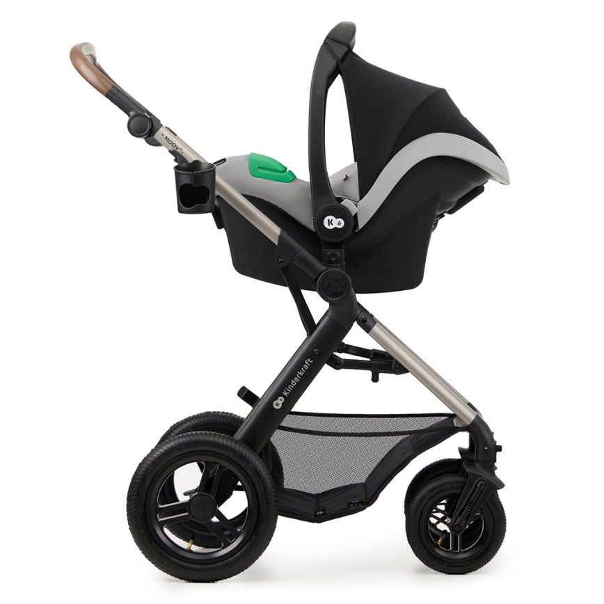 KINDERKRAFT - Kombinirani voziček 3v1 MOOV 2 AIR Moonlight siva + avtosedež MINK PRO