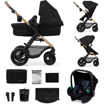 KINDERKRAFT - Kombinirani voziček 3v1 MOOV 2 AIR Pure črna + avto seat MINK PRO
