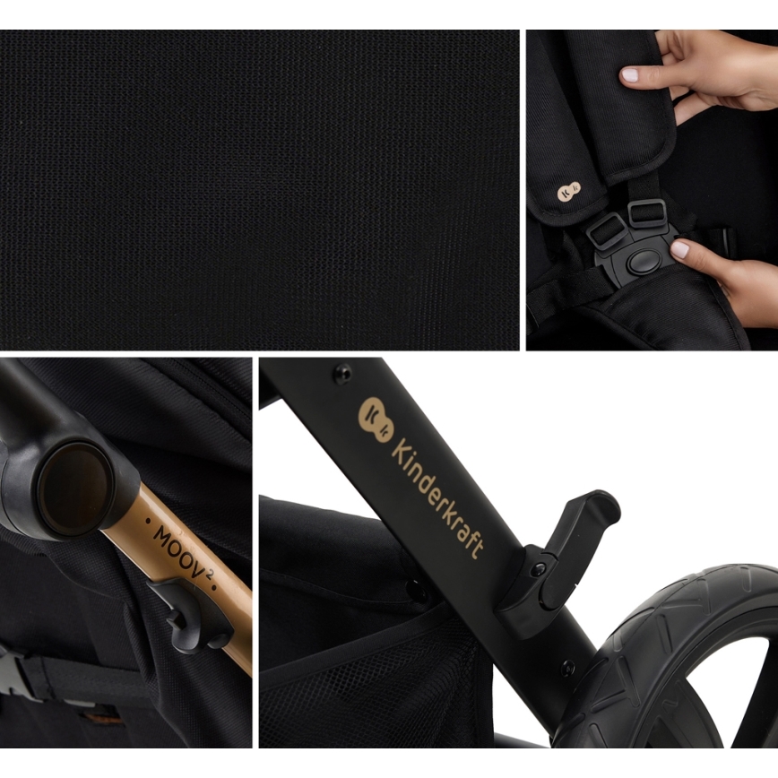 KINDERKRAFT - Kombinirani voziček 3v1 MOOV 2 AIR Pure črna + avto seat MINK PRO