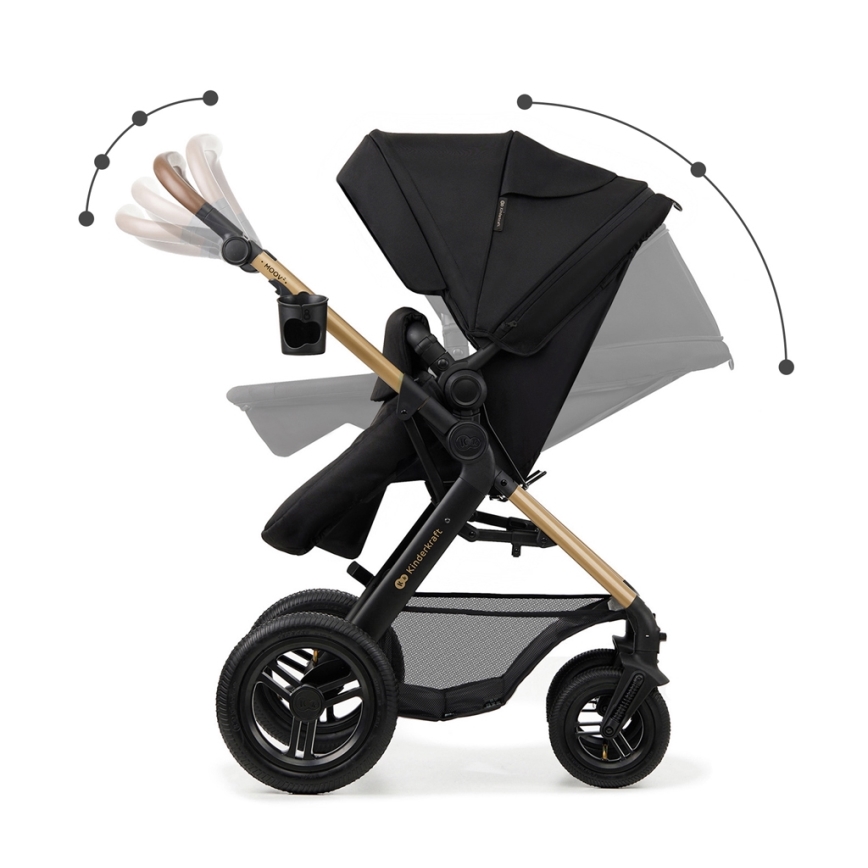 KINDERKRAFT - Kombinirani voziček 3v1 MOOV 2 AIR Pure črna + avto seat MINK PRO