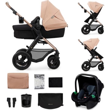 KINDERKRAFT - Kombinirani voziček 3v1 MOOV 2 AIR Sand bež + avto sedež MINK PRO
