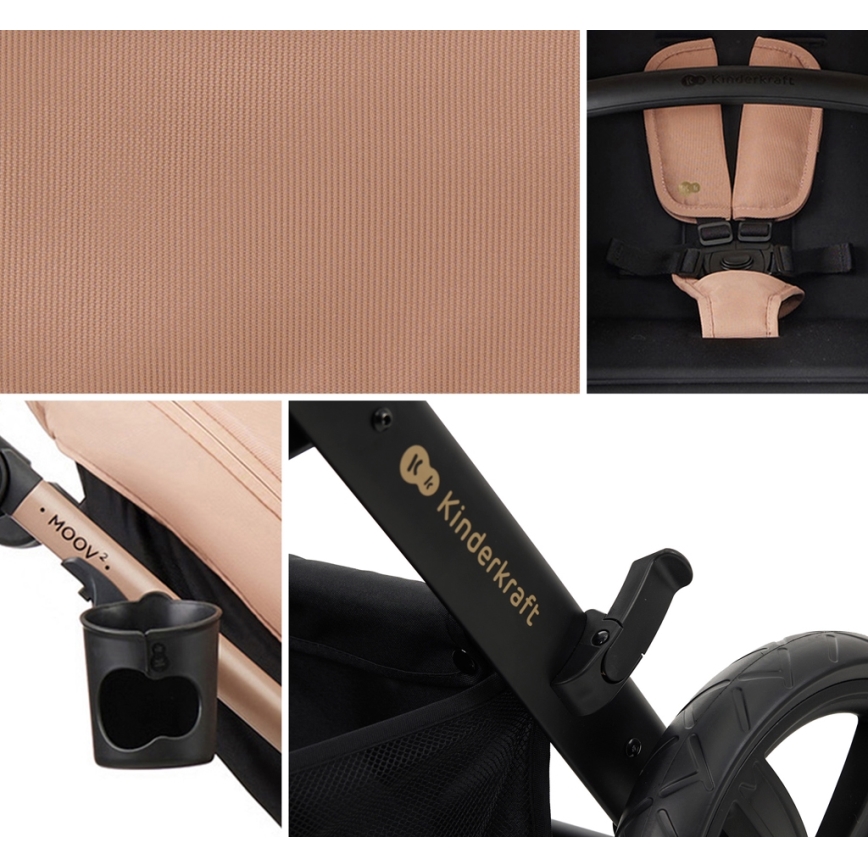 KINDERKRAFT - Kombinirani voziček 3v1 MOOV 2 AIR Sand bež + avto sedež MINK PRO