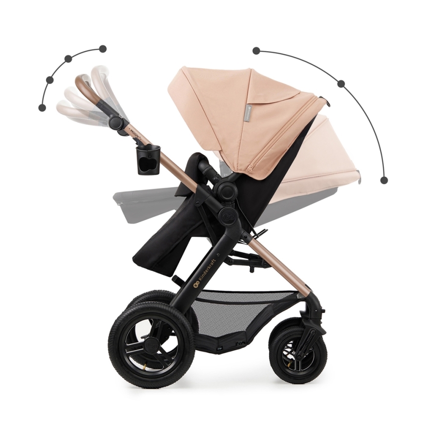 KINDERKRAFT - Kombinirani voziček 3v1 MOOV 2 AIR Sand bež + avto sedež MINK PRO