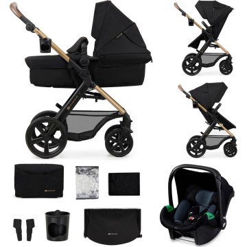 KINDERKRAFT - Kombinirani voziček 3v1 MOOV 2 Pure črna + avto sedež MINK PRO
