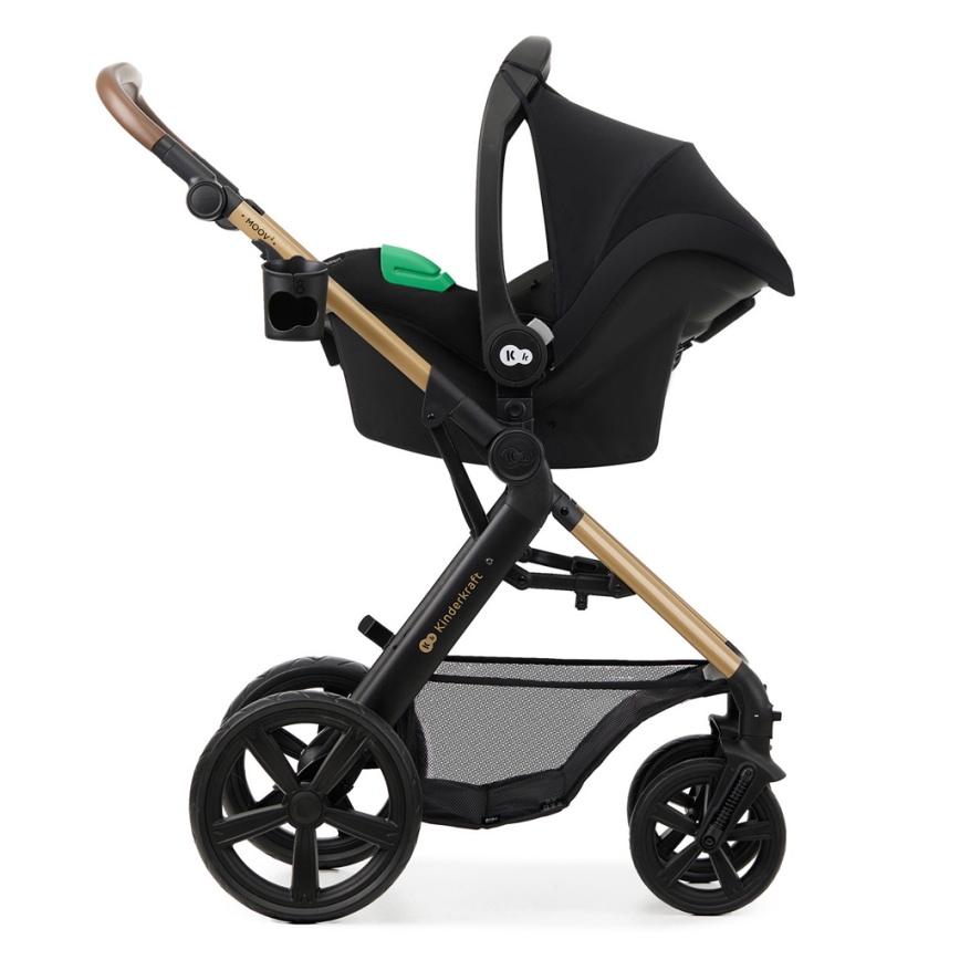 KINDERKRAFT - Kombinirani voziček 3v1 MOOV 2 Pure črna + avto sedež MINK PRO