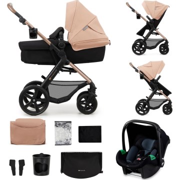 KINDERKRAFT - Kombinirani voziček 3v1 MOOV 2 Sand bež + avto sedež MINK PRO