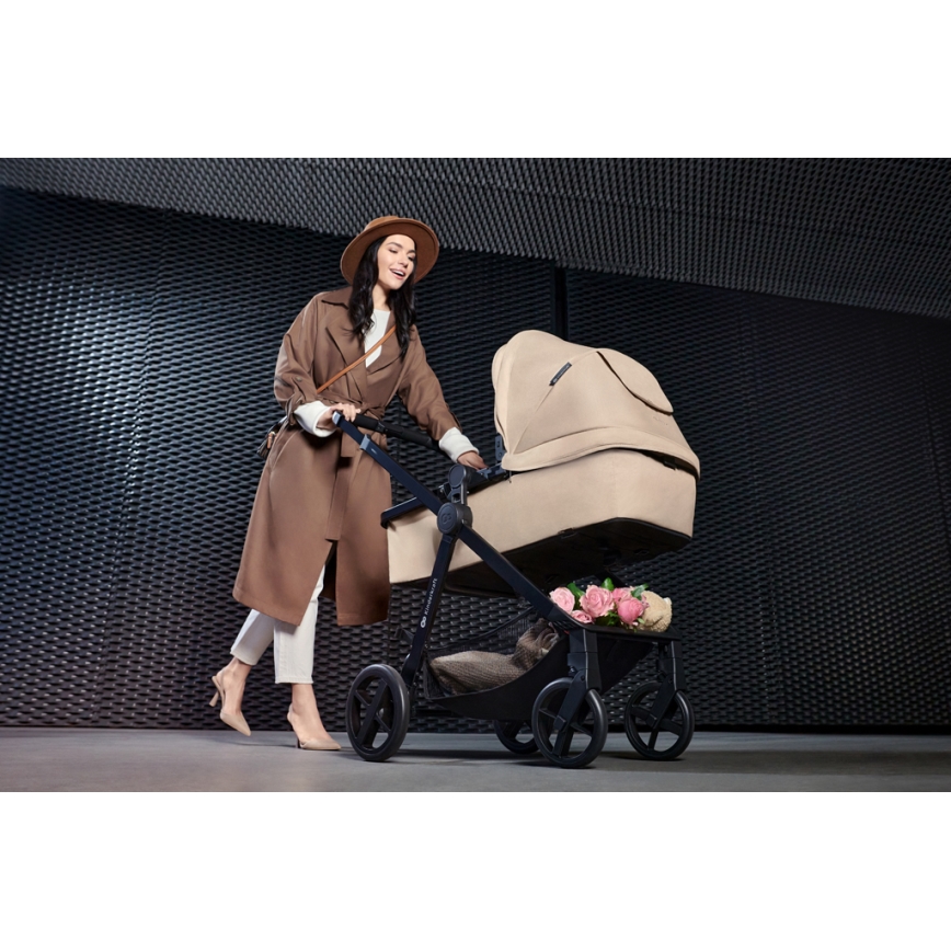 KINDERKRAFT - Kombinirani voziček 4v1 NEWLY Klasik bež + avtosedež MINK PRO z bazo ISOFIX