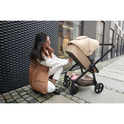 KINDERKRAFT - Kombinirani voziček 4v1 NEWLY Klasik bež + avtosedež MINK PRO z bazo ISOFIX