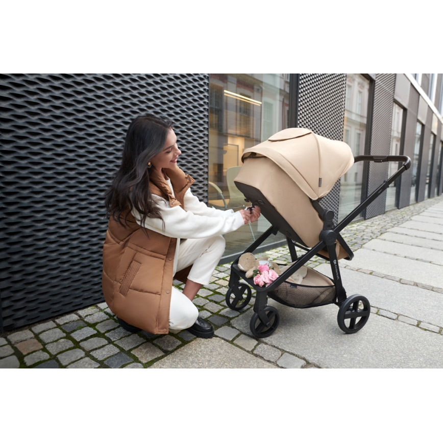 KINDERKRAFT - Kombinirani voziček 4v1 NEWLY Klasik bež + avtosedež MINK PRO z bazo ISOFIX
