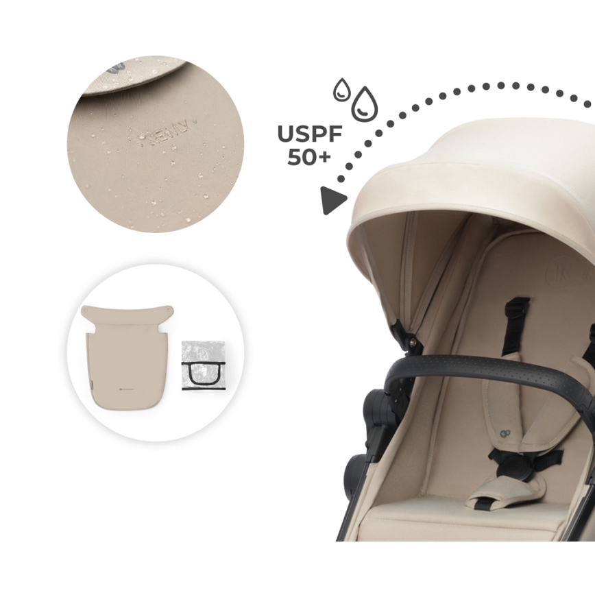 KINDERKRAFT - Kombinirani voziček 4v1 NEWLY Klasik bež + avtosedež MINK PRO z bazo ISOFIX