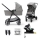 KINDERKRAFT - Kombinirani voziček 4v1 NEWLY Klasik siva + avtosedež MINK PRO z base ISOFIX