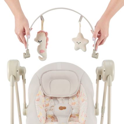 KINDERKRAFT - Otroška gugalnica z melodijo SWINGEE bež 4xAAA/230V