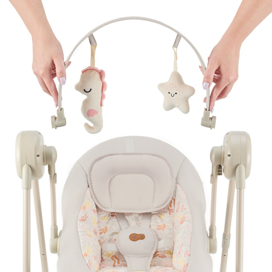 KINDERKRAFT - Otroška gugalnica z melodijo SWINGEE bež 4xAAA/230V