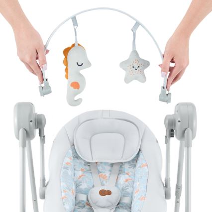 KINDERKRAFT - Otroška gugalnica z melodijo SWINGEE, siva, 4xAAA/230V