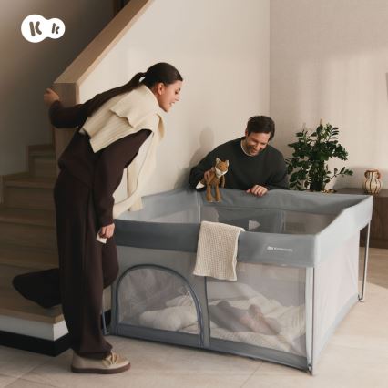 KINDERKRAFT - Otroška ograja ZIKI, siva