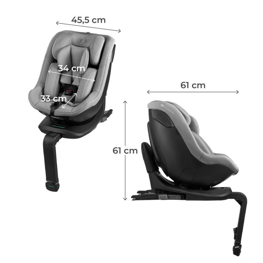 KINDERKRAFT - Otroški avtosedež z vrtljivo bazo I-GUARD i-Size 40-105 cm, siv