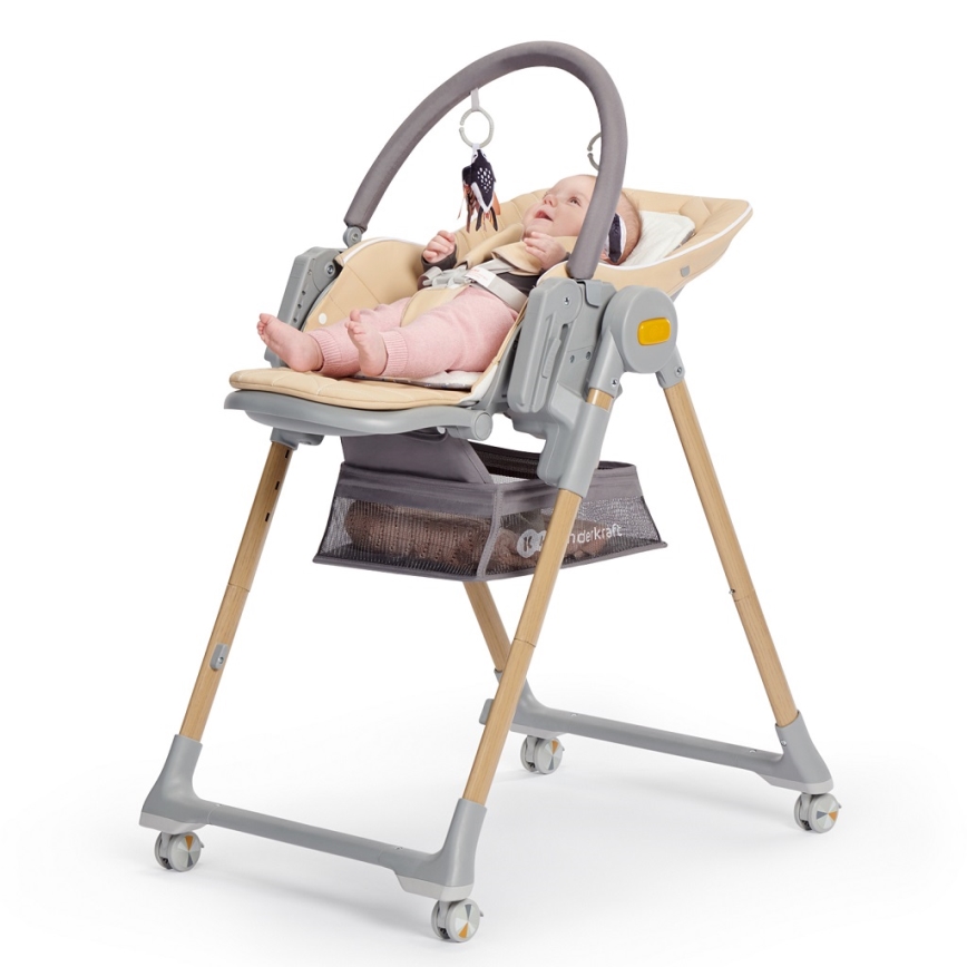 KINDERKRAFT - Otroški jedilni stol 2v1 LASTREE siva