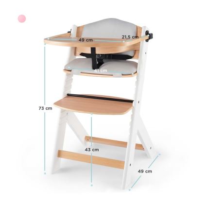 KINDERKRAFT - Otroški jedilni stol ENOCK siva/bela