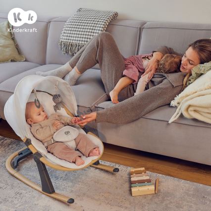 KINDERKRAFT - Otroški ležalnik ELSU siv