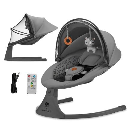 KINDERKRAFT - Otroški ležalnik z melodijo 2v1 LUMI 4xAAA temna siva