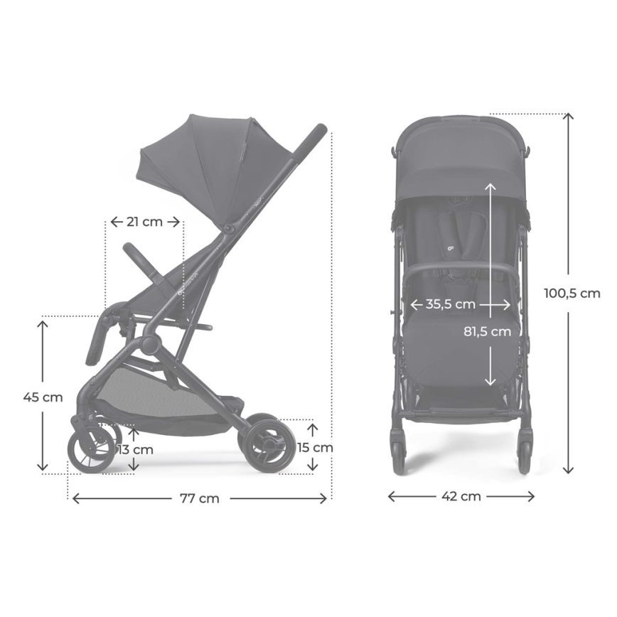 KINDERKRAFT - Otroški športni voziček INDY 3 Coal Black