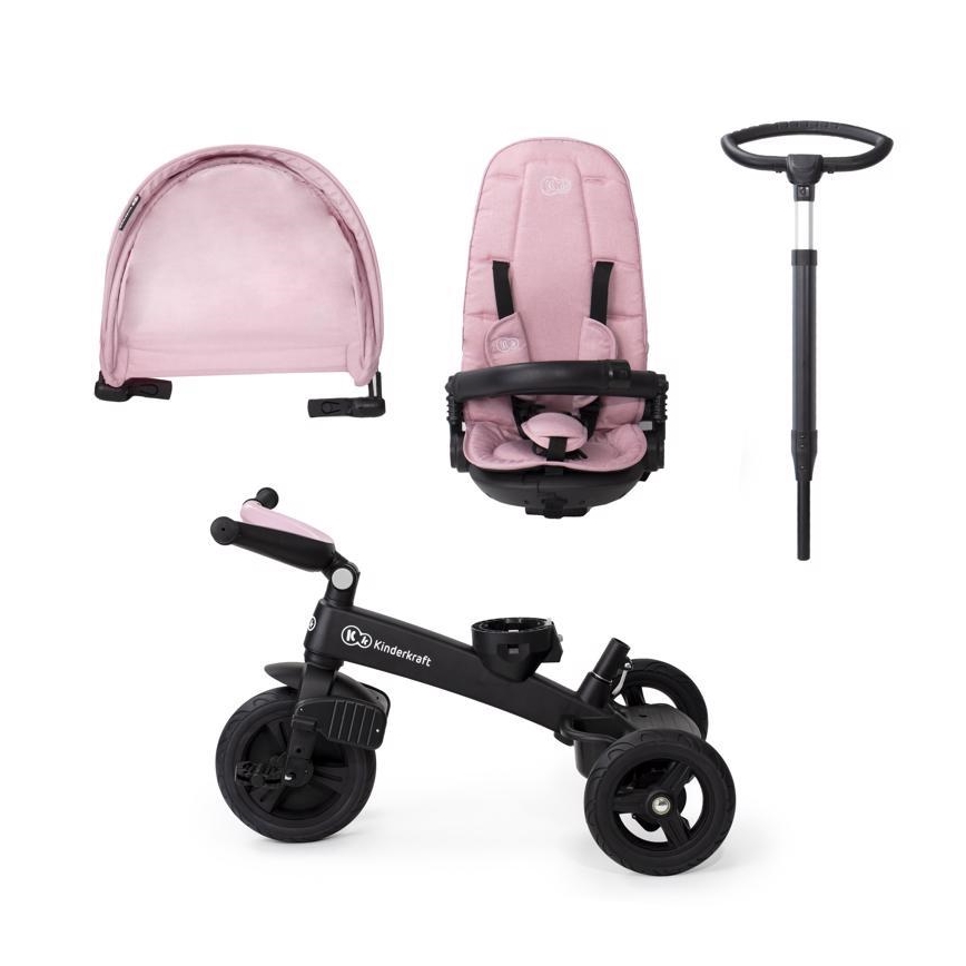 KINDERKRAFT - Otroški tricikel 5v1 EASYTWIST roza/črna