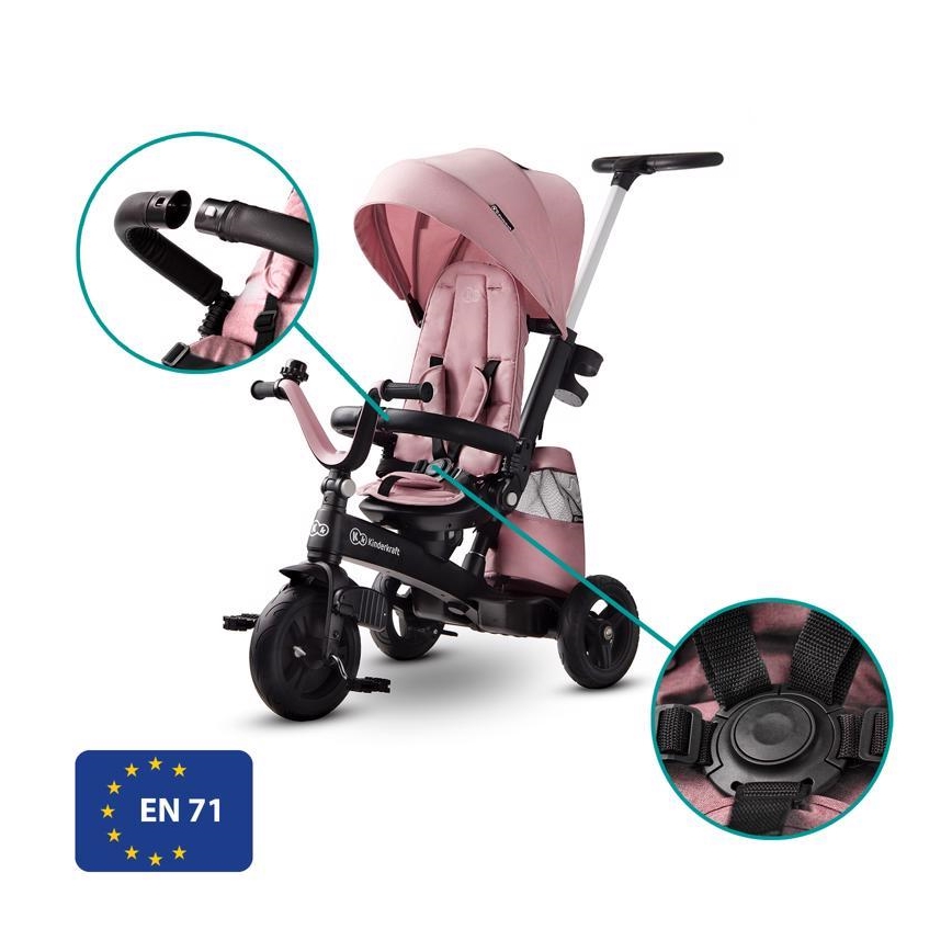 KINDERKRAFT - Otroški tricikel 5v1 EASYTWIST roza/črna