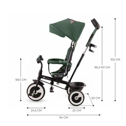 KINDERKRAFT - Otroški tricikel ASTON Mystic zelena