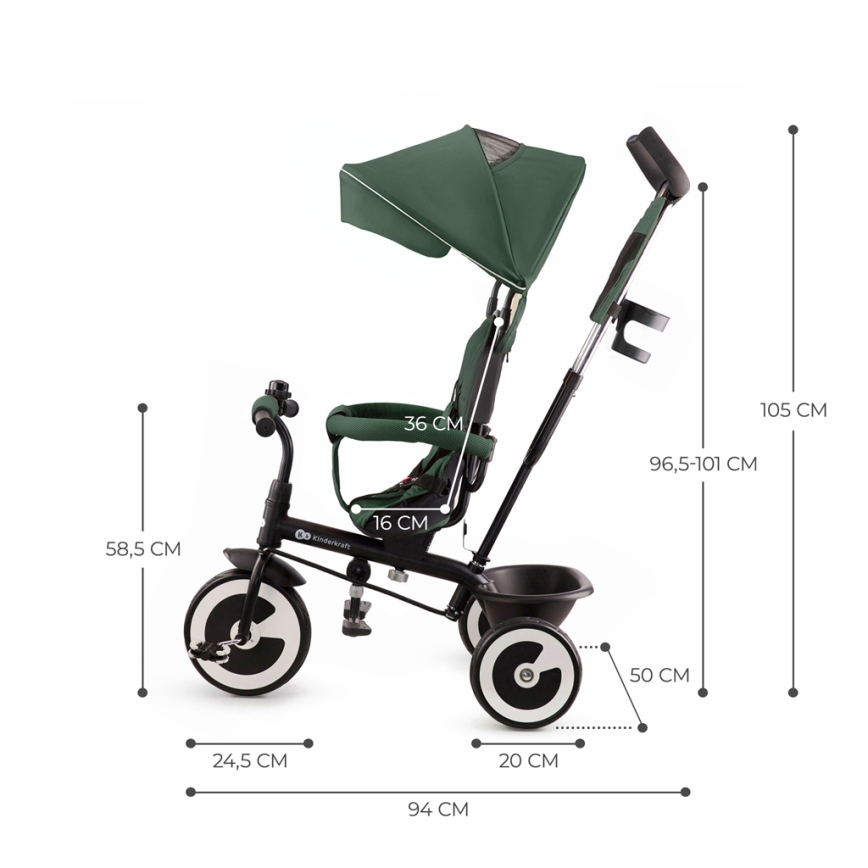 KINDERKRAFT - Otroški tricikel ASTON Mystic zelena