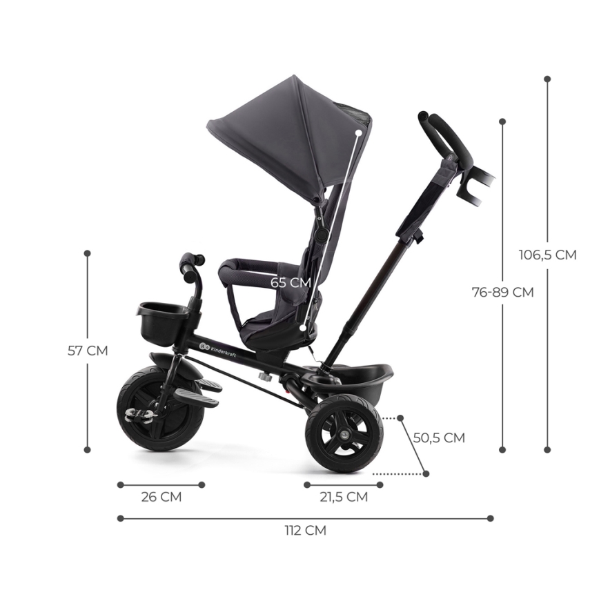KINDERKRAFT - Otroški tricikel AVEO siva