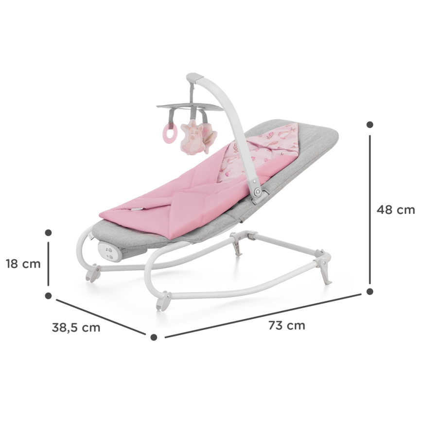 KINDERKRAFT - Otroški vibrajoči ležalnik z melodijo FELIO 2 roza