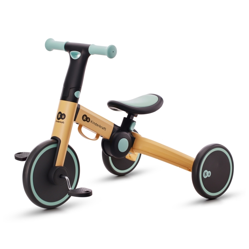 KINDERKRAFT - Otroško potisno kolo 3v1 4TRIKE rumena/mint