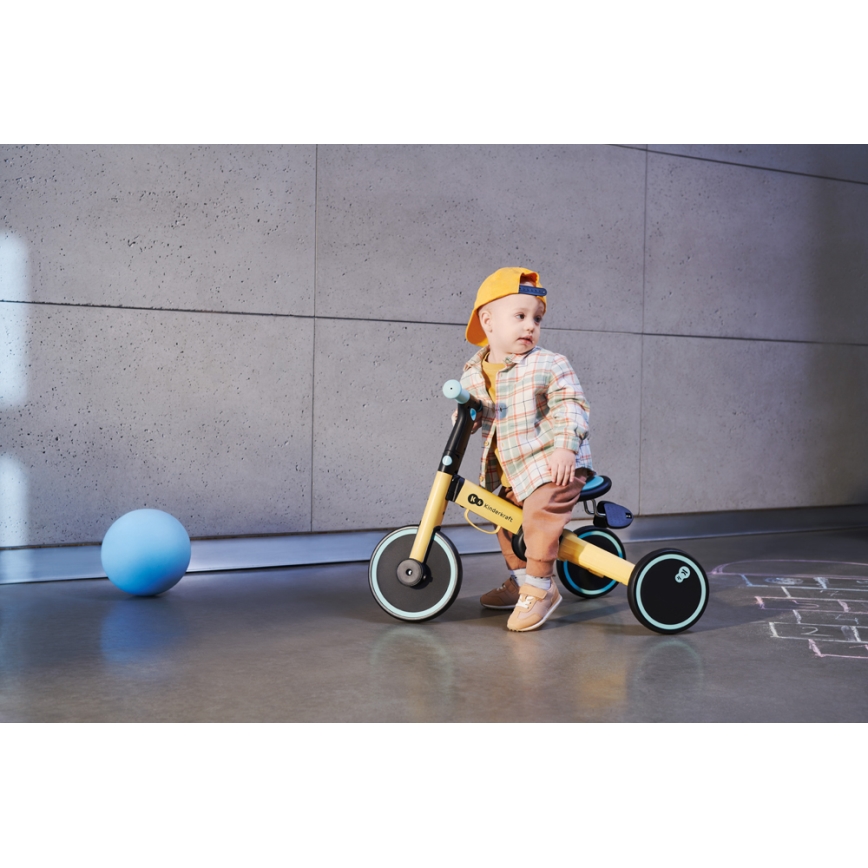 KINDERKRAFT - Otroško potisno kolo 3v1 4TRIKE rumena/mint