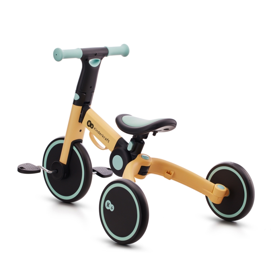 KINDERKRAFT - Otroško potisno kolo 3v1 4TRIKE rumena/mint