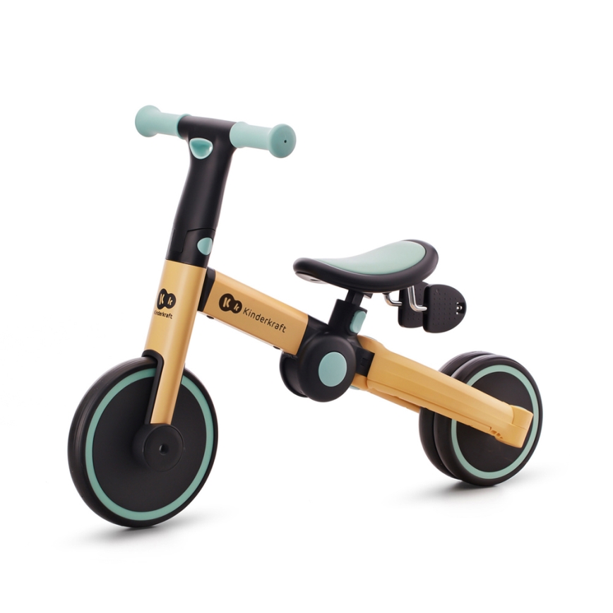 KINDERKRAFT - Otroško potisno kolo 3v1 4TRIKE rumena/mint