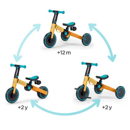 KINDERKRAFT - Otroško potisno kolo 3v1 4TRIKE rumena/turkizna