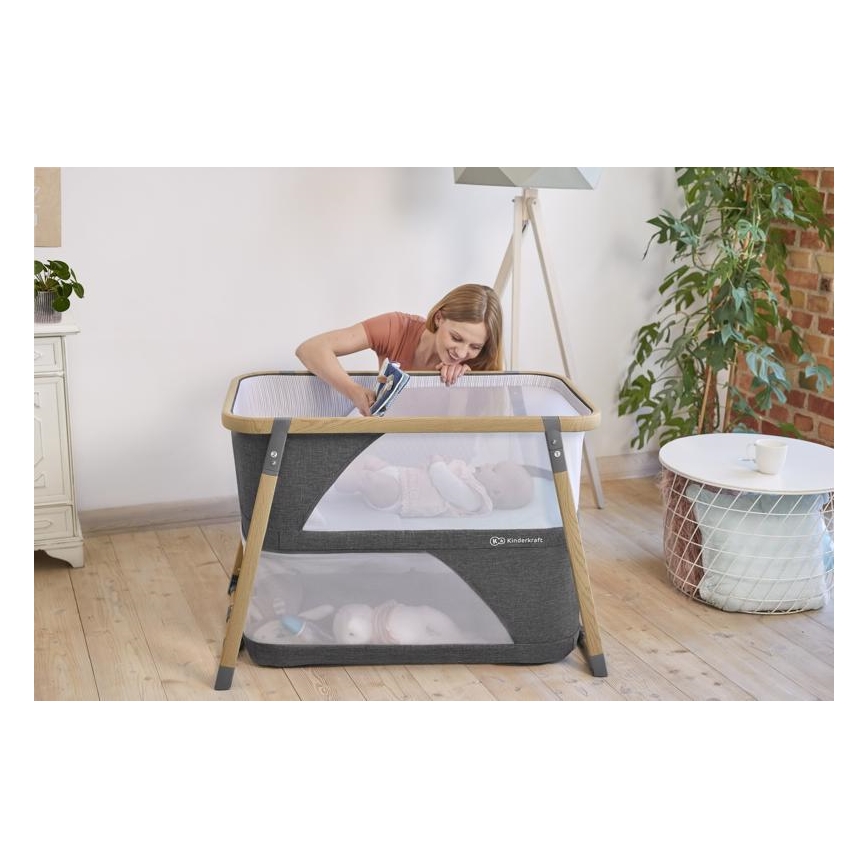 KINDERKRAFT - Potovalna posteljica 4v1 SOFI siva