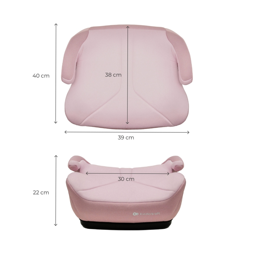KINDERKRAFT - Povišalni avtosedež I-BOOST 2, za otroke 125–150 cm, rožnat