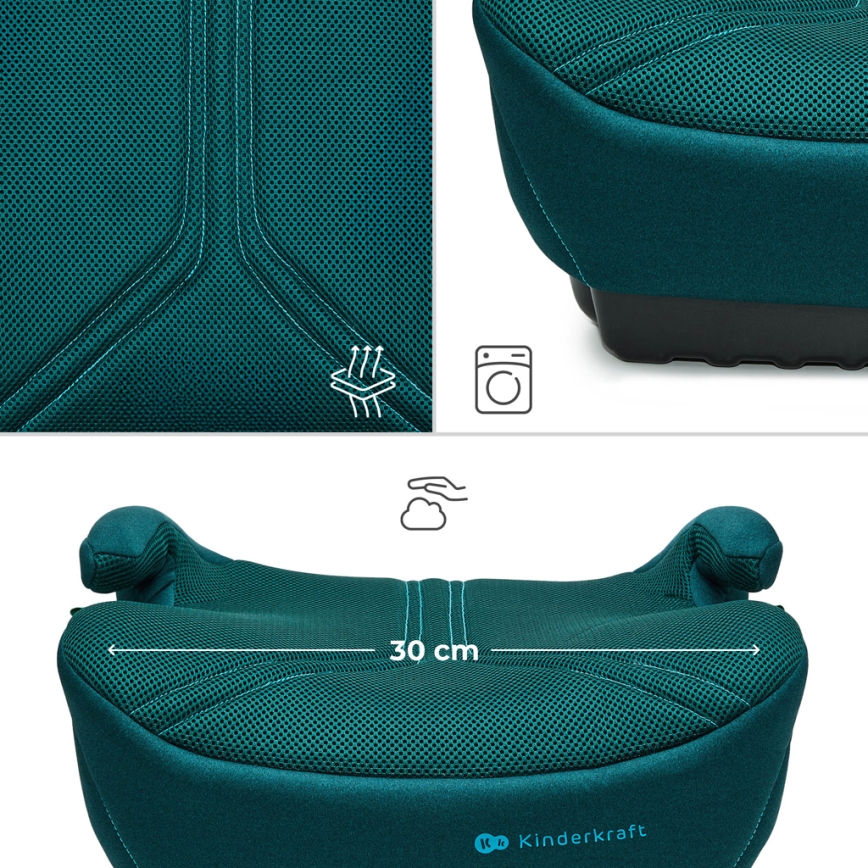 KINDERKRAFT - Povišalni sedež za avto I-BOOST 2 PRO i-Size 125–150 cm v turkizni barvi