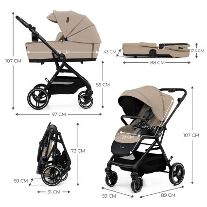 KINDERKRAFT SELECT - Kombinirana otroška voziček 2v1 YOXI Sand beige
