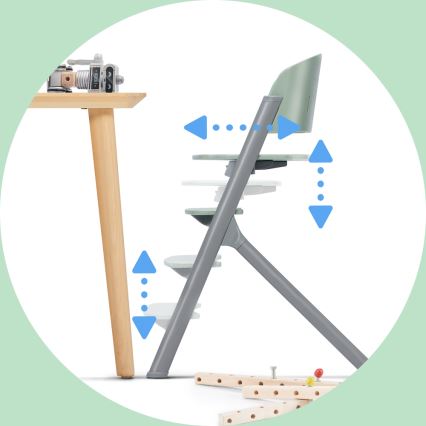 KINDERKRAFT SELECT - Otroški jedilni stol 3v1 LIVY Premium Olivno zelena