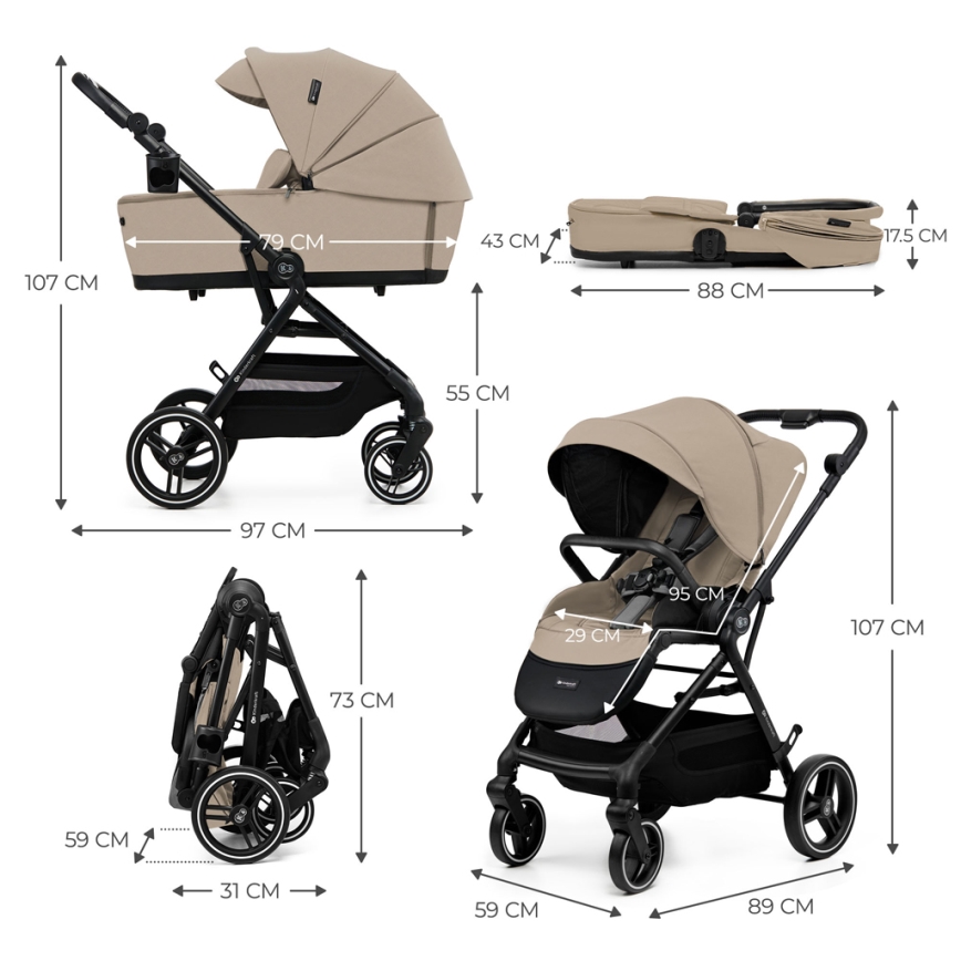 KINDERKRAFT SELECT - Kombinirani voziček 2v1 YOXI Sand bež