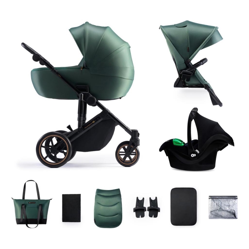 KINDERKRAFT SELECT - Kombinirani voziček 3v1 PRIME 2 Premium Dark zelena + avtosedež
