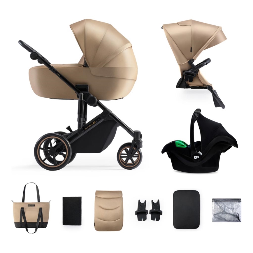 KINDERKRAFT SELECT - Kombinirani voziček 3v1 PRIME 2 Premium Sandrose bež + avtosedež