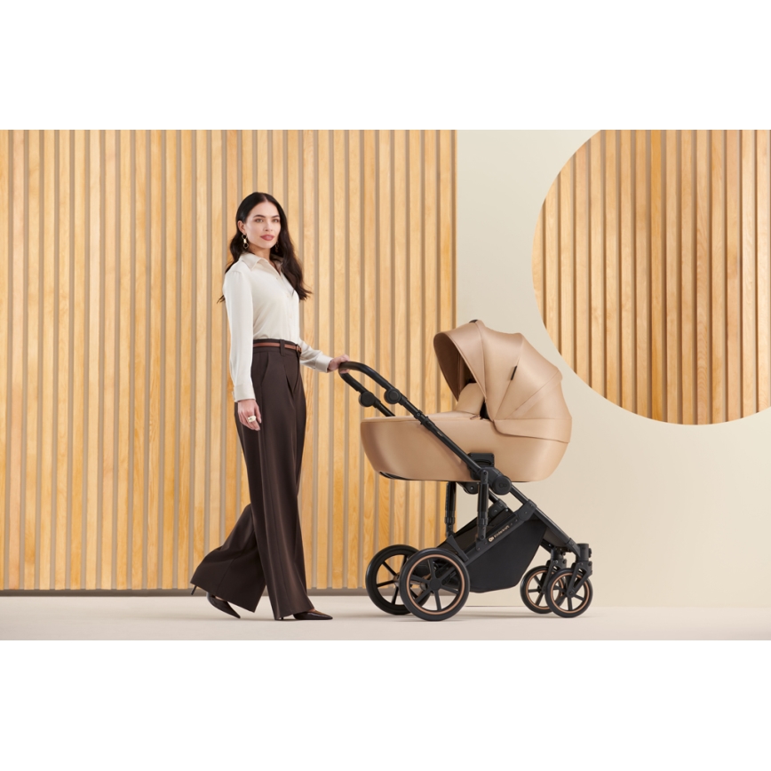 KINDERKRAFT SELECT - Kombinirani voziček 3v1 PRIME 2 Premium Sandrose bež + avtosedež